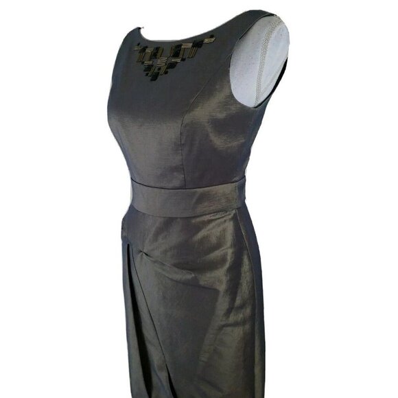 Max And Cleo ~Woman Size 4~Silver/Gold Cocktail/Party Dress Sleeveless Stretch. - Picture 7 of 10